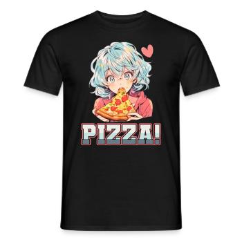 Pizza Lover Young Girl Anime Manga Pizza - T-shirt homme - noir - Devant - AI Model Male 178 light (178cm)