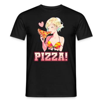 Pizza Lover Young Girl Anime Manga Pizza - T-shirt homme - noir - Devant - AI Model Male 178 light (178cm)