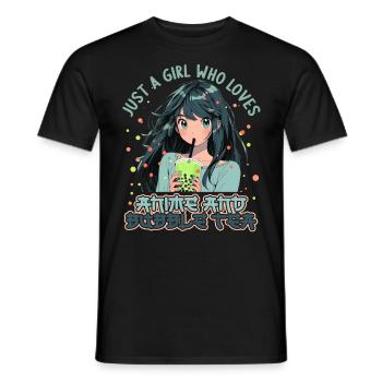 Just a girl who loves Anime and Boba Bubble Tea - Männer T-Shirt - Schwarz - Vorne - AI Model Male 178 light (178cm)