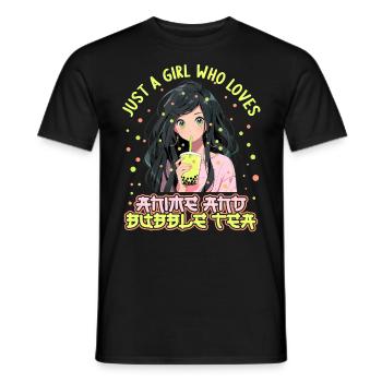 Just a girl who loves Anime and Boba Bubble Tea - Männer T-Shirt - Schwarz - Vorne - AI Model Male 178 light (178cm)