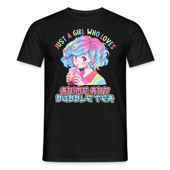 Just a girl who loves Anime and Boba Bubble Tea - Männer T-Shirt - Schwarz - Vorne - AI Model Male 178 light (178cm)