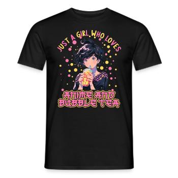 Just a girl who loves Anime and Boba Bubble Tea - Männer T-Shirt - Schwarz - Vorne - AI Model Male 178 light (178cm)
