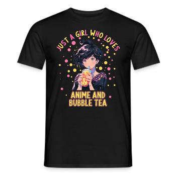 Just a girl who loves Anime and Boba Bubble Tea - Männer T-Shirt - Schwarz - Vorne - AI Model Male 178 light (178cm)