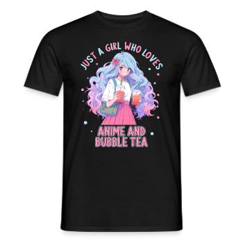Just a girl who loves Anime and Boba Bubble Tea - Männer T-Shirt - Schwarz - Vorne - AI Model Male 178 light (178cm)