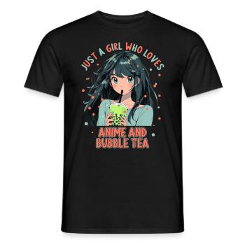 Just a girl who loves Anime and Boba Bubble Tea - Männer T-Shirt - Schwarz - Vorne - AI Model Male 178 light (178cm)