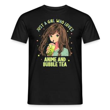 Just a girl who loves Anime and Boba Bubble Tea - Männer T-Shirt - Schwarz - Vorne - AI Model Male 178 light (178cm)