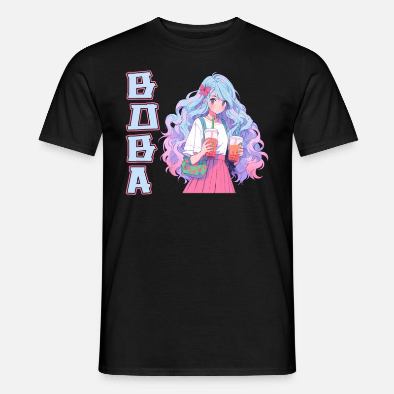 Anime and Boba Bubble Tea - Männer T-Shirt - Schwarz