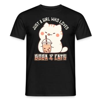 Anime Kawaii just a girl who loves Boba and Cats - Männer T-Shirt - Schwarz - Vorne - AI Model Male 178 light (178cm)