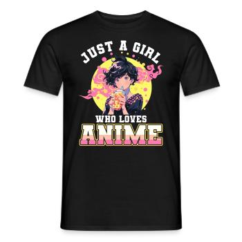 Just a girl who loves Anime - Men's T-Shirt - black - Front - AI Model Male 178 light (178cm)