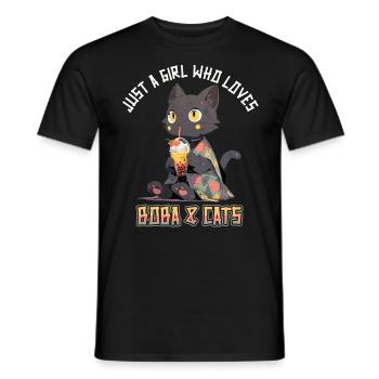 Anime Kawaii just a girl who loves Boba and Cats - Männer T-Shirt - Schwarz - Vorne - AI Model Male 178 light (178cm)