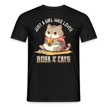 Anime Kawaii just a girl who loves Boba and Cats - Männer T-Shirt - Schwarz - Vorne - AI Model Male 178 light (178cm)