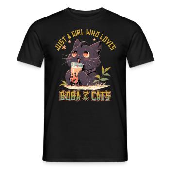 Anime Kawaii just a girl who loves Boba and Cats - Männer T-Shirt - Schwarz - Vorne - AI Model Male 178 light (178cm)