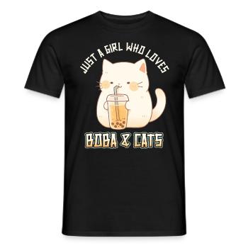 Anime Kawaii just a girl who loves Boba and Cats - Männer T-Shirt - Schwarz - Vorne - AI Model Male 178 light (178cm)