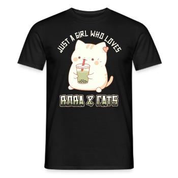Anime Kawaii just a girl who loves Boba and Cats - Männer T-Shirt - Schwarz - Vorne - AI Model Male 178 light (178cm)