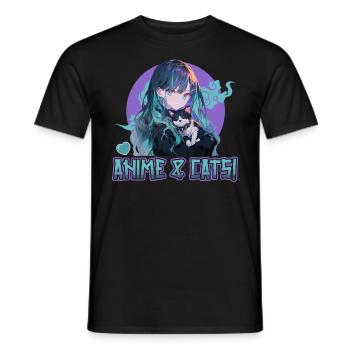 Anime et chats Kawaii Girl Anime - T-shirt homme - noir - Devant - AI Model Male 178 light (178cm)
