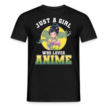 Just a girl who loves Anime - Men's T-Shirt - black - Front - AI Model Male 178 light (178cm)