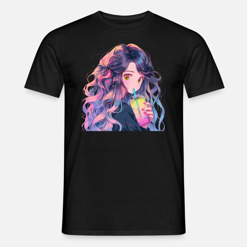 Anime and Boba Bubble Tea - Männer T-Shirt - Schwarz