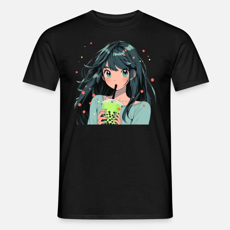 Anime and Boba Bubble Tea - Männer T-Shirt - Schwarz