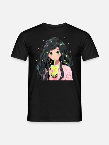 Anime et Boba Bubble Tea - T-shirt homme - noir