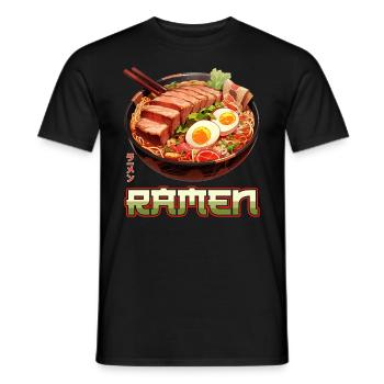 Anime Ramen Noodles - Men's T-Shirt - black - Front - AI Model Male 178 light (178cm)