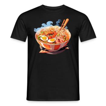 Anime Ramen Noodles - Men's T-Shirt - black - Front - AI Model Male 178 light (178cm)