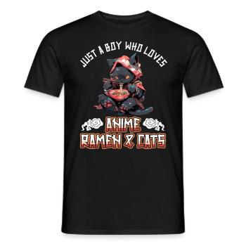 Juste un garçon qui aime les ramen et les chats d’anime - T-shirt homme - noir - Devant - AI Model Male 178 light (178cm)