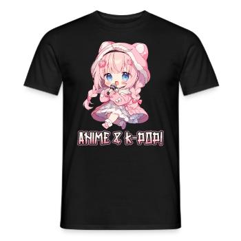 Anime Und K-Pop Koreanische Popmusik Kpop - Männer T-Shirt - Schwarz - Vorne - AI Model Male 178 light (178cm)