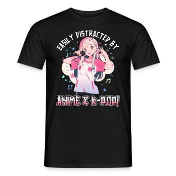 Easily distracted by Anime and K-Pop - Men's T-Shirt - black - Front - AI Model Male 178 light (178cm)