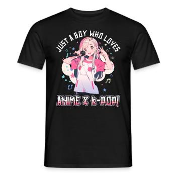 Juste un garçon qui aime l’anime et la K-Pop - T-shirt homme - noir - Devant - AI Model Male 178 light (178cm)