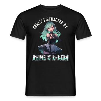 Easily distracted by Anime and K-Pop - Men's T-Shirt - black - Front - AI Model Male 178 light (178cm)