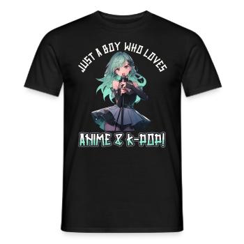 Juste un garçon qui aime l’anime et la K-Pop - T-shirt homme - noir - Devant - AI Model Male 178 light (178cm)