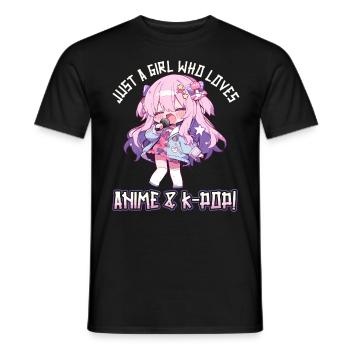 Juste une fille qui aime l’anime et la K-Pop - T-shirt homme - noir - Devant - AI Model Male 178 light (178cm)