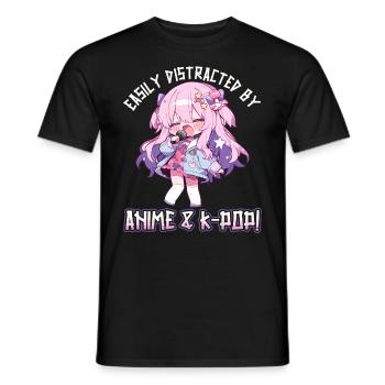 Easily distracted by Anime and K-Pop - Men's T-Shirt - black - Front - AI Model Male 178 light (178cm)