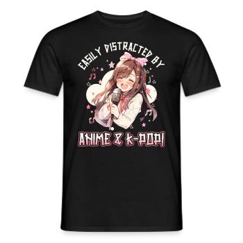 Easily distracted by Anime and K-Pop - Men's T-Shirt - black - Front - AI Model Male 178 light (178cm)