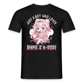 Juste un garçon qui aime l’anime et la K-Pop - T-shirt homme - noir - Devant - AI Model Male 178 light (178cm)
