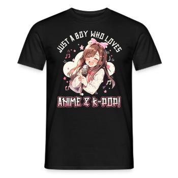Juste un garçon qui aime l’anime et la K-Pop - T-shirt homme - noir - Devant - AI Model Male 178 light (178cm)