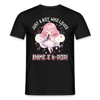 Juste un garçon qui aime l’anime et la K-Pop - T-shirt homme - noir - Devant - AI Model Male 178 light (178cm)
