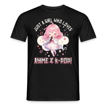 Juste une fille qui aime l’anime et la K-Pop - T-shirt homme - noir - Devant - AI Model Male 178 light (178cm)