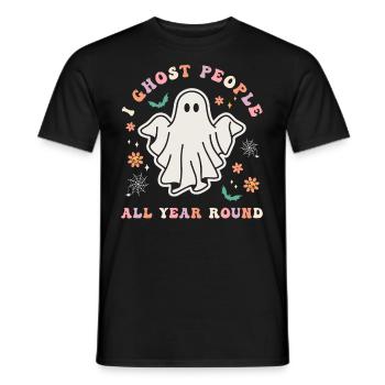 Halloween I Ghost People All Year Long - Men's T-Shirt - black - Front - AI Model Male 178 light (178cm)