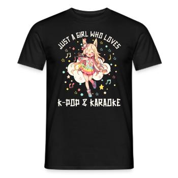 Juste une fille qui aime l’anime K-Pop et le karaoké - T-shirt homme - noir - Devant - AI Model Male 178 light (178cm)