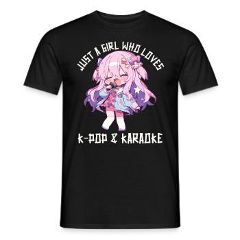 Juste une fille qui aime l’anime K-Pop et le karaoké - T-shirt homme - noir - Devant - AI Model Male 178 light (178cm)