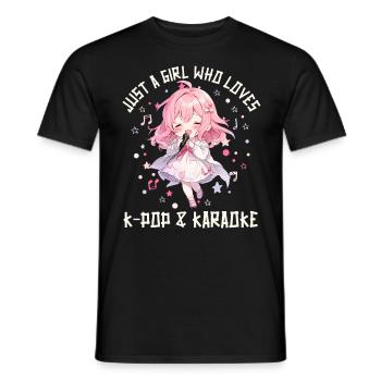 Juste une fille qui aime l’anime K-Pop et le karaoké - T-shirt homme - noir - Devant - AI Model Male 178 light (178cm)