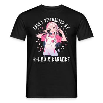 Juste une fille qui aime l’anime K-Pop et le karaoké - T-shirt homme - noir - Devant - AI Model Male 178 light (178cm)