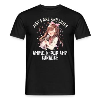 Juste une fille qui aime l’anime K-Pop et le karaoké - T-shirt homme - noir - Devant - AI Model Male 178 light (178cm)