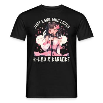 Juste une fille qui aime l’anime K-Pop et le karaoké - T-shirt homme - noir - Devant - AI Model Male 178 light (178cm)