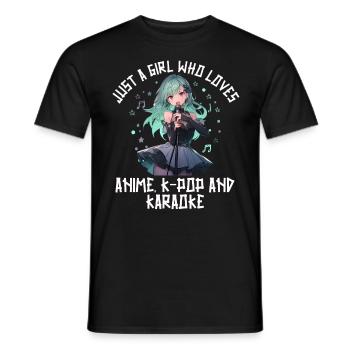Juste une fille qui aime l’anime K-Pop et le karaoké - T-shirt homme - noir - Devant - AI Model Male 178 light (178cm)