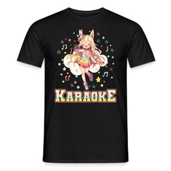Filles Manga Anime Karaoké - T-shirt homme - noir - Devant - AI Model Male 178 light (178cm)