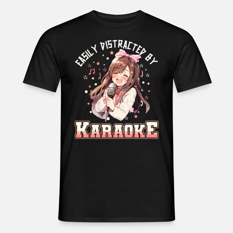 Easily distracted by Karaoke - Männer T-Shirt - Schwarz