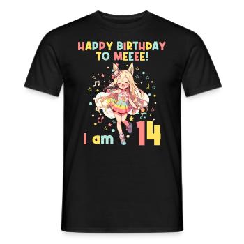 Anime Mandga K-Pop KPop Girl 14th Birthday - Men's T-Shirt - black - Front - AI Model Male 178 light (178cm)