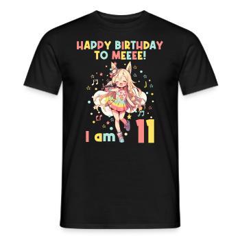 Anime Mandga K-Pop KPop Girl 11th Birthday - Men's T-Shirt - black - Front - AI Model Male 178 light (178cm)